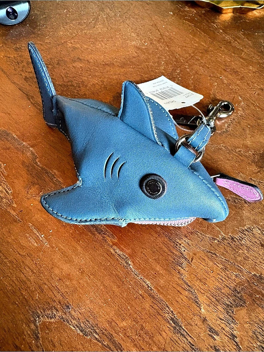 Coach Shark Coin Case Blue & Pink NWT